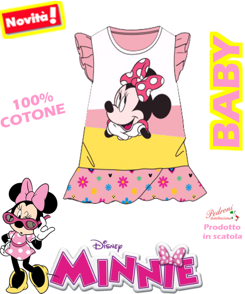 MINNIE Abitino BABY COTONE 3/9 Mesi WA8512 Bianco Rosa